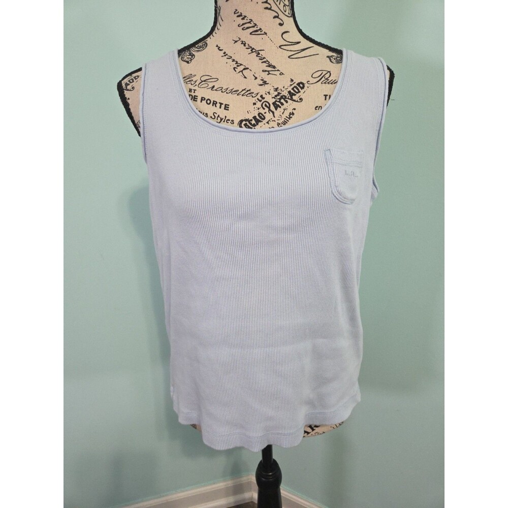 lauren ralph lauren tank top ribbed pocket baby blue large